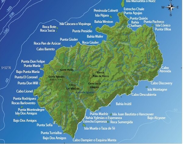 Carte de l’Ile Coco, agence de voyage locale au Costa Rica
